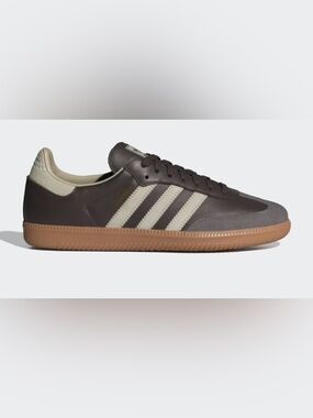 Adidas Samba Leather Trainer in Brown with Gum Sole